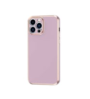 Apple iPhone 12 Pro Max Kılıf Kenarları Gold Kamera Korumalı Renkli Pastel Silikon Siyah BARK (Lila)