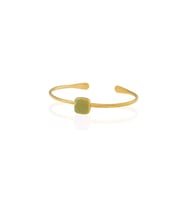 Kadir Jewellery Zirkon Taşlı Ayarlanabilir 22 Ayar Altın Kaplama Bilezik (Zeytin Yeşili)