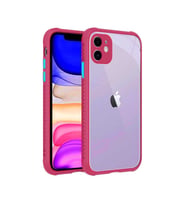 Uyumlu Model Apple iPhone 11 Kılıf Kenar Renkli Sararmaz Şeffaf Kapak (Mürdüm)