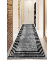 Dijital Baskılı Kaymaz Taban Yıkanabilir Modern Yolluk Ve Koridor Halısı NDU-HT-485 (Siyah)