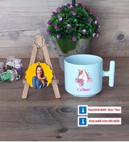Unicorn Kupa Bardak Beyaz ve Fotoğraflı Ahşap Anahtarlık Hediye (Model 12)