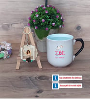 Ebeye Hediye Kupa Bardak Beyaz ve Fotoğraflı Ahşap Anahtarlık Hediye Tıp Bayramı Ebeler Günü Hediyesi (Model 10)