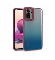 Xiaomi Redmi Note 10 Kılıf Kamera Nikelaj Kenar Renkli Kapak (Kırmızı)