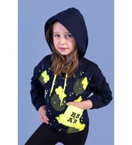 Toontoy Kız Çocuk Cep Detaylı Baskılı Sweatshirt (Lacivert)