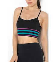 Miorre Seamless Dikişsiz Crop Tişört-111 (Siyah-Mavi)