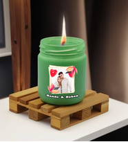 BK Gift Kişiye Özel DTF Fotoğraflı İsimli Renkli Cam Kavanozda Kokulu Mum-1(13 Renk Seçeneği), Arkadaşa Hediye, Sevgiliye Hediye, Doğum Günü Hediyesi (Yeşil)