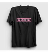 Presmono Unisex Beyaz Logo Blackpink T-Shirt 19701tt (Siyah)