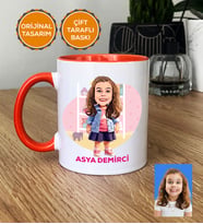 Kişiye Özel Karikatürlü Kız Çocuğa Hediye Hediye Kupa Bardak Kız Çocuk Hediyeleri Doğum Günü Hediyesi (Turuncu)