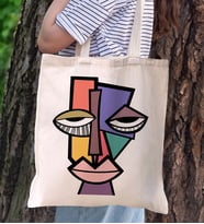 BK Gift Modern Art Tasarımlı Kanvas Bez Çanta, Baskılı Omuz Çantası, Alışveriş Çantası, Plaj Çantası, Arkadaşa Hediye (Model 15)