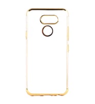 LG K40S Kılıf Zore Dört Köşeli Lazer Silikon Kılıf (Gold)