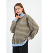 ALEXANDERGARDI DİK YAKA FERMUARLI SWEATSHIRT (UNX-00247-WN) (Haki)