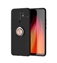 Xiaomi Redmi 9 Kılıf Yüzüklü Magnetli Ravel Case (Siyah-Rose Gold)