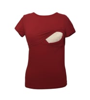 LuvmaBelly  Maternity 2501_2516 Pamuklu Lohusa Emzirme Tshirt (9 Renk Mevcut) (Kırmızı)