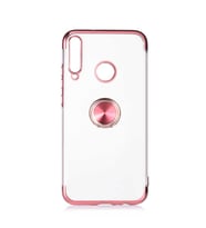 Huawei P40 Lite E Kılıf Gess Kenarları Renkli Yüzük Aparatlı Kılıf (Rose)