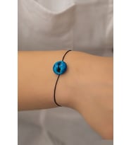 Papatya Silver Kadın İpli Süryani Nazar Bileklik (Siyah)