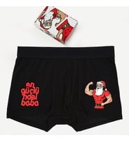Erkek Yılbaşı Hediyesi En Güçlü Noel Baba Boxer (Siyah)