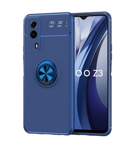 Vivo Y53S 4G Kılıf Zore Ravel Yüzüklü Silikon Kılıf (Mavi)
