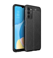 Oppo A55 5G Kılıf Deri Tarzı Niss Silikon Case (Siyah)