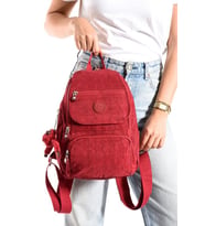 Kadın Sırt Çantası Kapaklı Model 30*25 Cm Hafif Klinkır Kumaş Spor Çantası Günlük Bayan Çantası (Bordo)