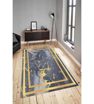 Dijital Baskılı Yıkanabilir Kaymaz Modern Renkli Salon Halısı Mutfak Halısı Yolluk ND-HY-1198 (Gold)