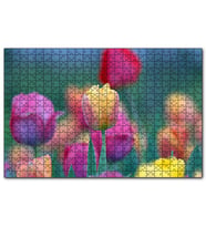 Cakapuzzle Baharda Renkli Laleler Görseli  Puzzle Yapboz MDF (Ahşap) (500 Parça)