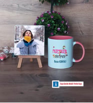 Matematik Öğretmeni Fotoğraflı Dekoratif Taş, Kupa Bardak Beyaz Hediye (Model 6)