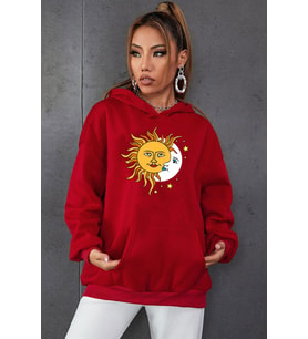 Unisex Larks' Tongues in Aspic Baskılı Sweatshirt (Kırmızı)