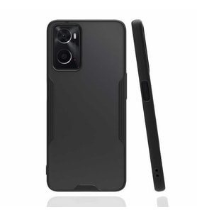 Oppo A76 Kılıf Kamera Korumalı Arkası Şeffaf Silikon (Siyah)