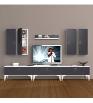 Decoraktiv Eko 8D Mdf Gold Tv Ünitesi Tv Sehpası (Beyaz - Antrasit)