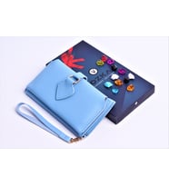 ÖZKA LEATHER - Kişiye Özel Telefon Bölmeli Trend Kadın Cüzdan (Mavi)