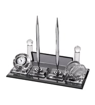 LOGOLU - AVUKATLARA ÖZEL KRİSTAL FÜME BEYAZ SET MASA İSİMLİK OFİS İÇİN ÖZEL HEDİYELİK (Gümüş)