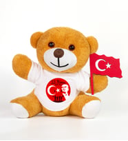 23 Nisan Kutlu Olsun Tişörtlü & Bayraklı Sevimli Ayıcık (Model 2)