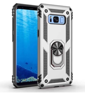 Galaxy S8 Kılıf Zore Vega Yüzüklü Standlı Zırh Kılıf (Gri)