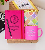 Kişiye Özel Renkli Defter , Kupa Bardak, Tükenmez Kalem & Hediye Seti (Pembe)