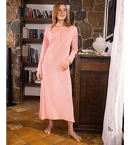 Aydoğan Dantelli Düz Renk Uzun Boy Rahat Kalıp Bordo/Gül Kurusu/Pembe Gecelik- M-2XL (Pembe)