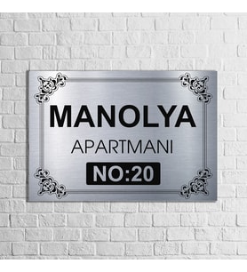 Apartman-Site Kapı Isimliği Kapı Tabelası 20X29 cm Model 2 (Gümüş)