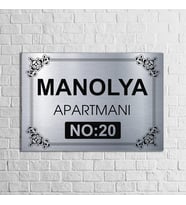 Apartman-Site Kapı Isimliği Kapı Tabelası 20X29 cm Model 2 (Gümüş)