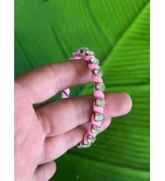 ZİRKON TAŞLI SARMA KADIN BİLEZİK 7 CM ÇAP (Pembe)