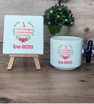 Kadınlar Günü Hediye Seti Kupa Bardak T Kulplu ve Dekoratif Taş 8 Mart Hediyesi (Model 2)