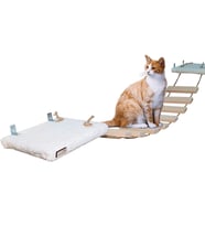 Barış Dizayn Peluş Basamaklı Kedi Köprüsü Peluş Raf Duvar Kedi Yolu Parkur 2 Renk (130cm) (Bej)