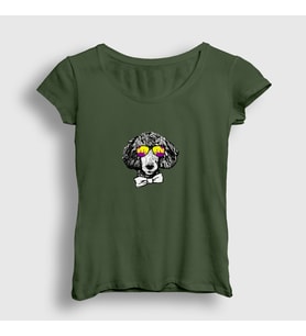 Presmono Kadın Beyaz Poodle Dog Köpek T-Shirt 409863tt (Haki)