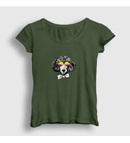 Presmono Kadın Beyaz Poodle Dog Köpek T-Shirt 409863tt (Haki)