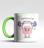 Kişiye Özel Psikiyatr Tasarımlı Siyah Kupa (Yeşil-Beyaz)