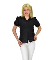 Kadın Brodeli Kısa Kol Bluz BGL-ST0371 (Siyah)