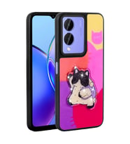 ViVo Y17s Kılıf Parlayan Kabartmalı İkonik Figürlü Amas Silikon Kapak (Mor)
