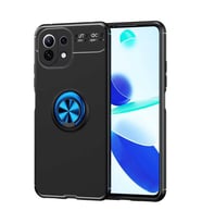 Xiaomi Mi 11 Lite Kılıf Yüzüklü Magnetli Ravel Case (Siyah-Mavi)