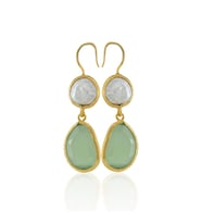 Kadir Jewellery 22 Ayar Altın Kaplama Kadın İnci Küpe -El İşçiliği Ve Hipoalerjenik Küpe (Açık Yeşil)