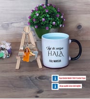 Halaya Hediye Kupa Bardak Beyaz ve Fotoğraflı Ahşap Anahtarlık Hediye (Model 9)
