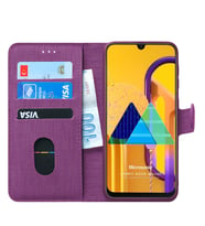 Microsonic Samsung Galaxy M30s Kılıf Fabric Book Wallet (Mor)