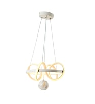 TT003TPL-BY TT Aydınlatma Sarmal Modeli Mat Beyaz Mermer Desen Toplu Led Avize (Sarı)